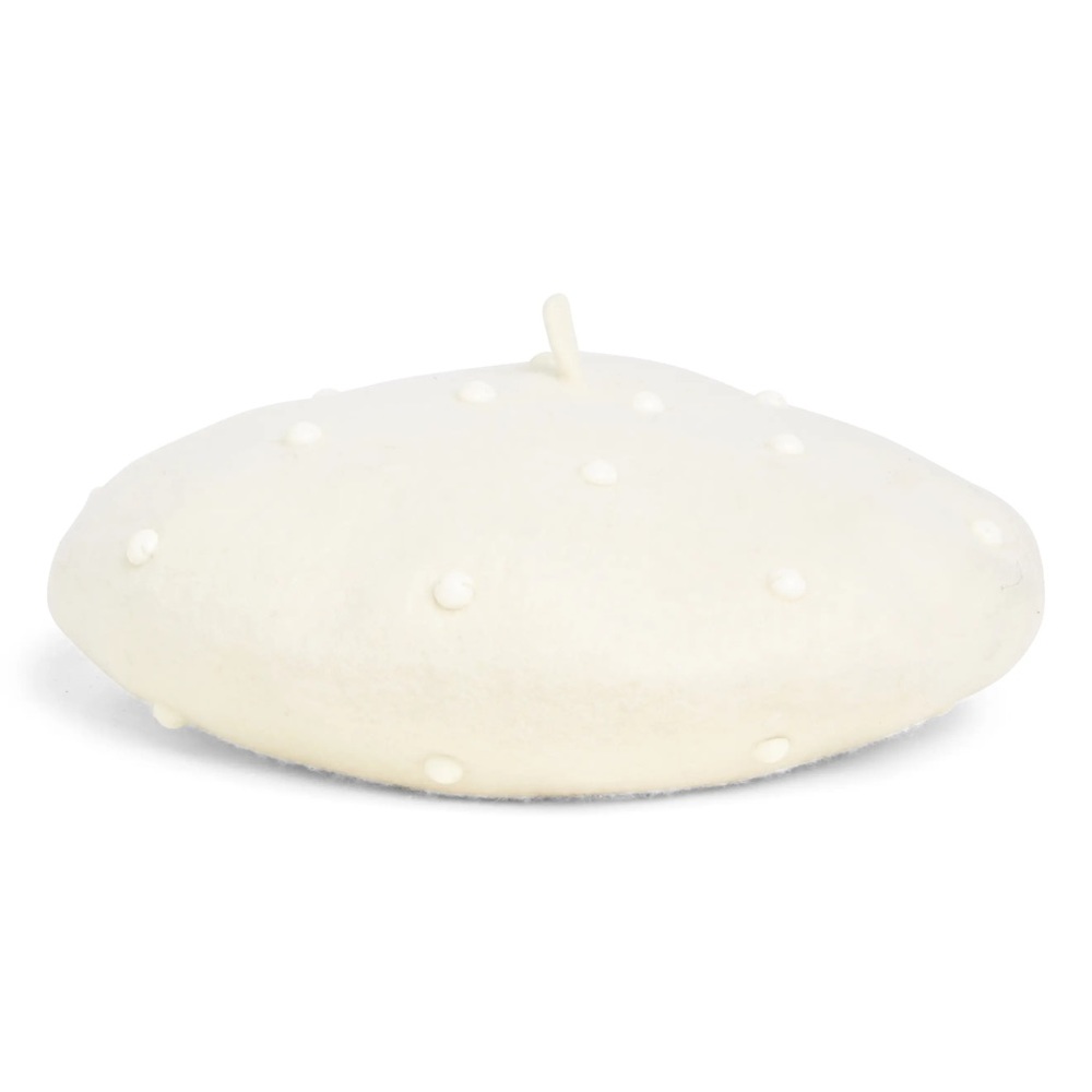 KATE SPADE Wool Beret w/ Pearls